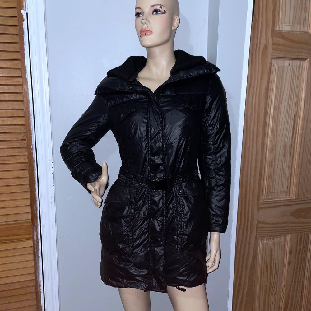 ADD Down Nylon Light Weight Belted Puffer Coat - Picture 8 of 15